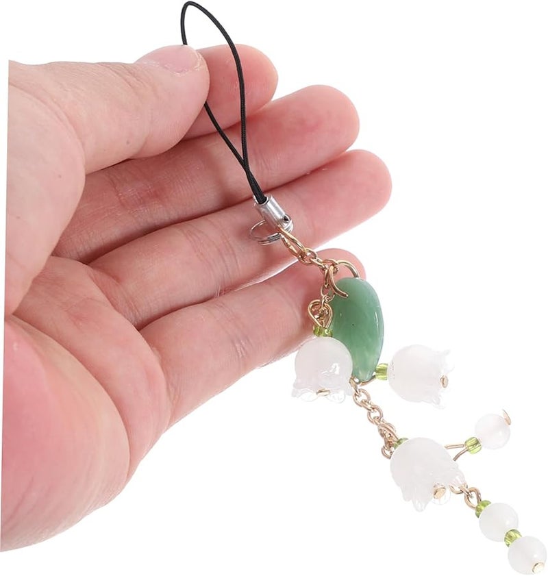 Balacoo Flower Shaped Jade Phone Lanyard Pendant Charm Lightweight Easy Install Accessory - Image 3